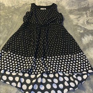 Girls Philly Black White Polka Dot High Low Dress